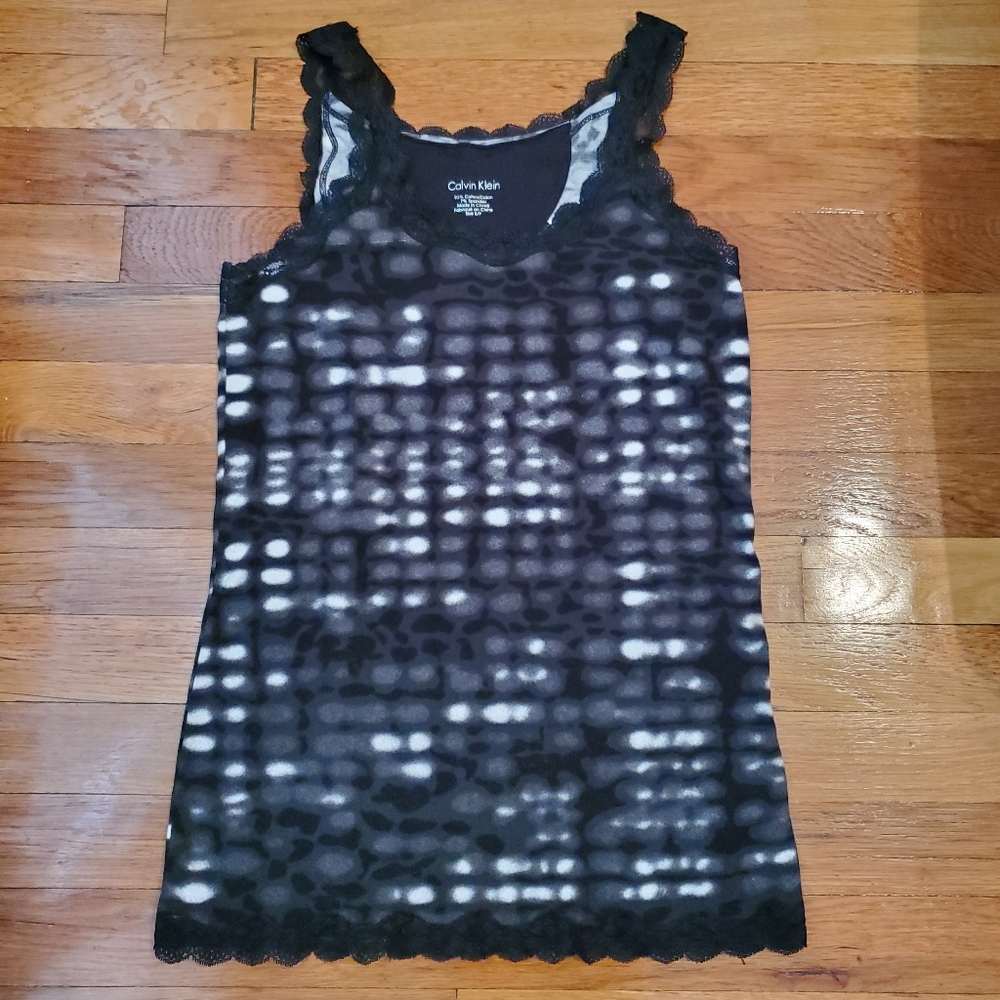 Calvin Klein Black Lace Trimmed Tank Top